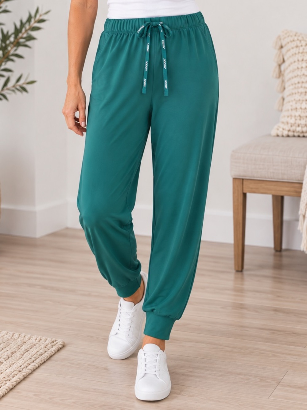 Jockey Jogger Pants Women’s 2X Soft Comfort Teal Green Stretch Lounge Travel NWT